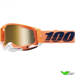 100% Racecraft 2 Coral Crossbril - Goud Spiegellens