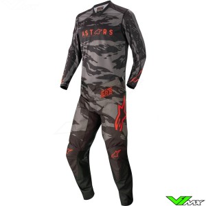 Alpinestars Racer Tactical 2022 Youth MX Gear Combo - Fluo Red / Camo (22/24/...)