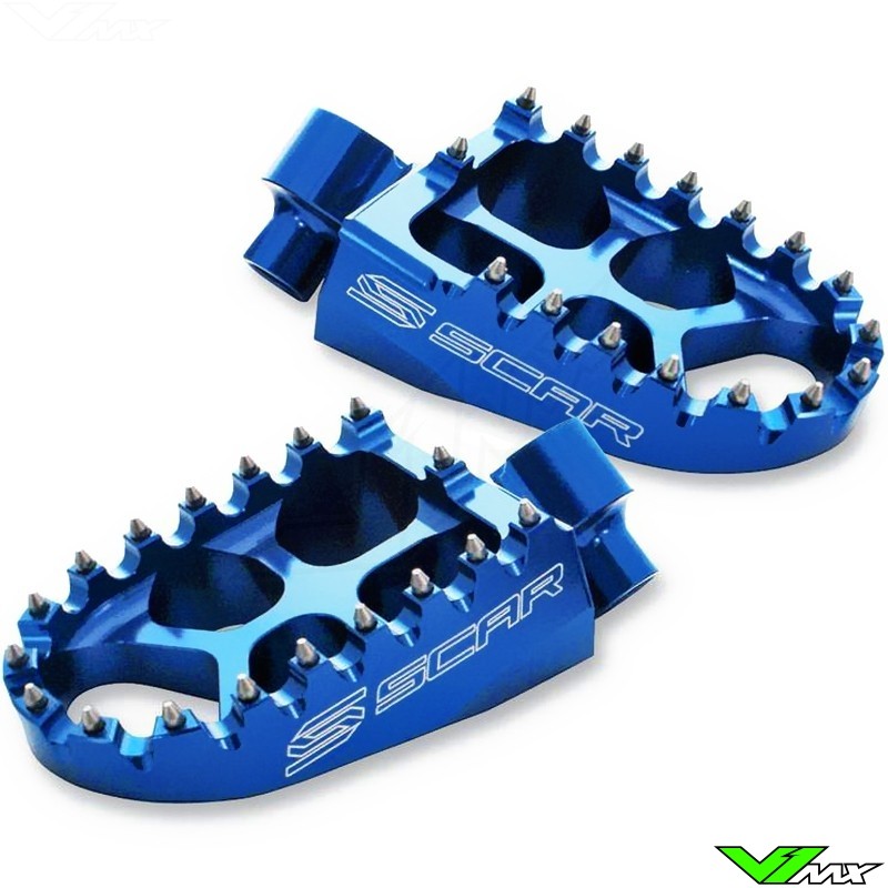 KAWASAKI KX60 88-02 JBS BLUE CNC BILLET ALLOY FOOT PEG SET PAIR FOOTPEGS REST 