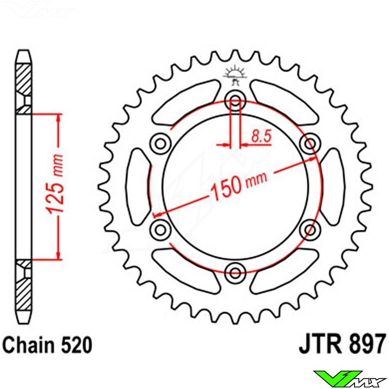 JT Rear Sprocket 38T 520P High Carbon Steel for KTM SX