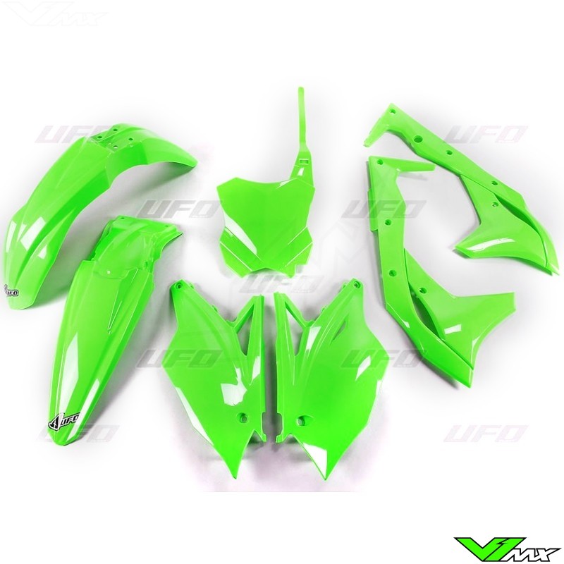 UFO Plastic Kit Fluo Green - Kawasaki KXF250