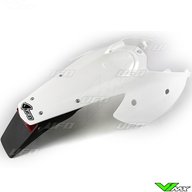 UFO Rear Fender / Side Number Plate White with light - KTM 125EXC 250EXC 250EXC-F 300EXC 450EXC
