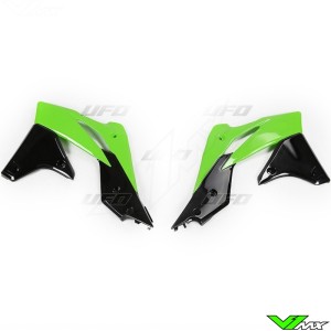 UFO Radiator Shrouds Green Black - Kawasaki KXF250