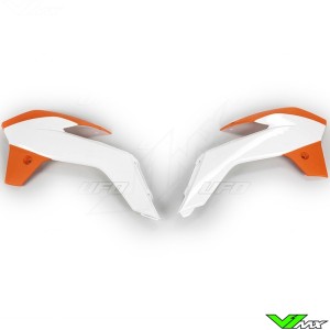 UFO Radiator Shrouds White Orange - KTM 85SX