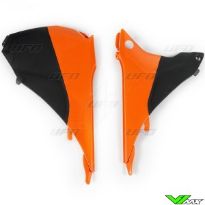 UFO Airbox Cover Black Orange - KTM 125EXC 200EXC 250EXC 250EXC-F 300EXC 350EXC-F 450EXC 500EXC