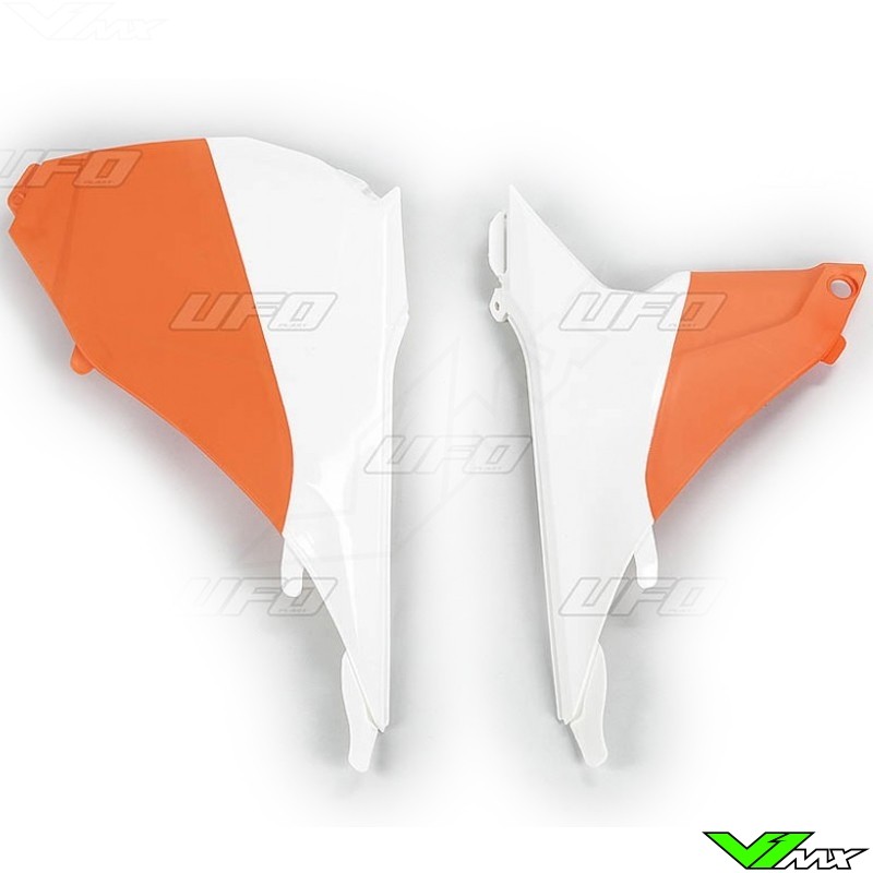 UFO Airbox Cover White Orange - KTM 125SX 150SX 250SX 250SX-F 350SX-F 450SX-F