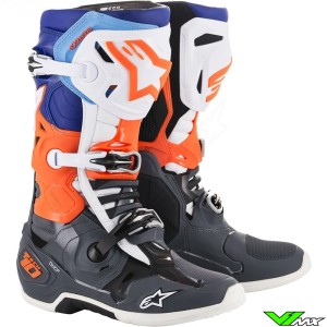 Alpinestars Tech 10 2019 Crosslaarzen - Cool Grijs / Fluo Oranje / Blauw / Wit