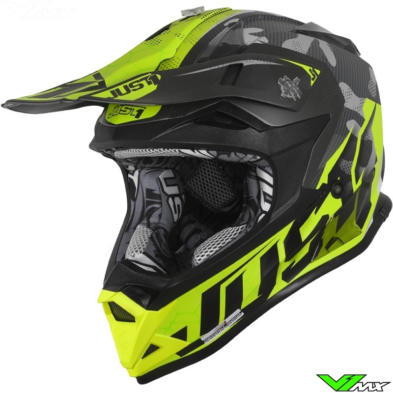 Just1 J32 Pro Motocross Helmet - Swat Camo / Fluo Yellow (L, 59-60cm)