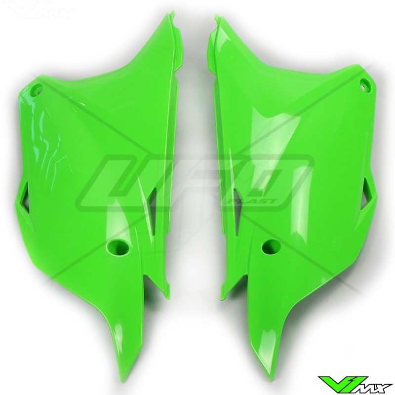 UFO Side Number Plates Green - Kawasaki KX85