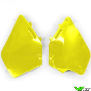 UFO Side Number Plates Yellow - Suzuki RM125 RM250