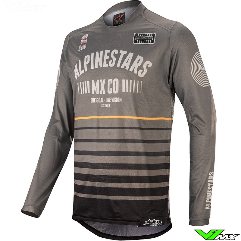 Alpinestars Racer Tech Flagship Motocross Jersey - Grey / Orange (S/XL)