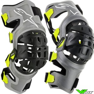 Alpinestars Bionic 7 2019 Knee Brace Set - Silver / Fluo Yellow