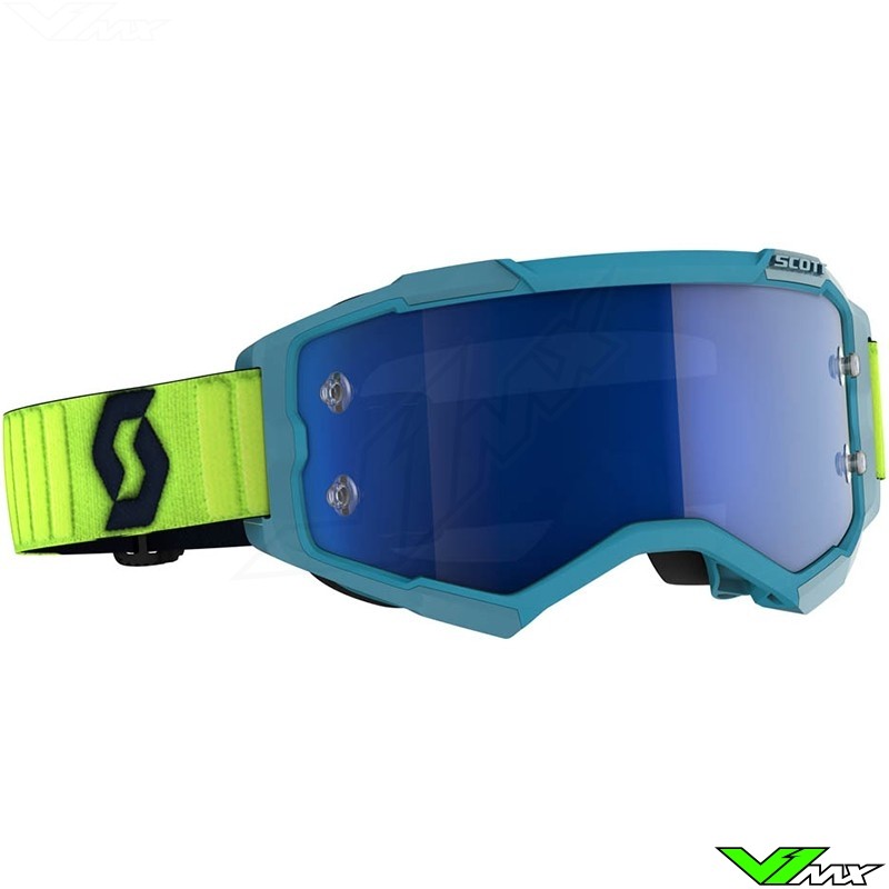 Scott Fury Motocross Goggle - Teal / Blue / Neon Yellow