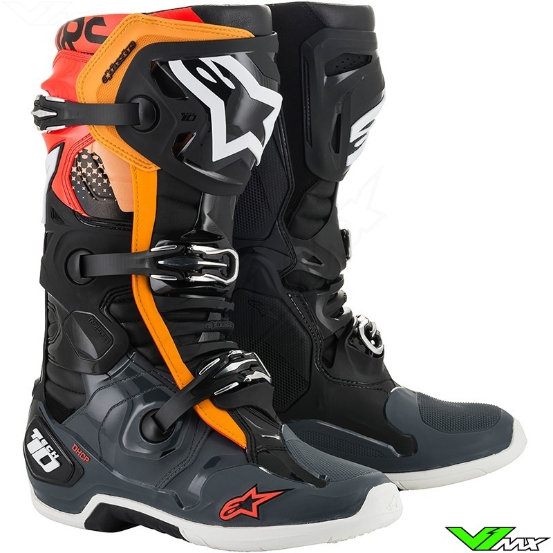 Alpinestars Tech 10 Crosslaarzen - Zwart / Oranje / Fluo Rood