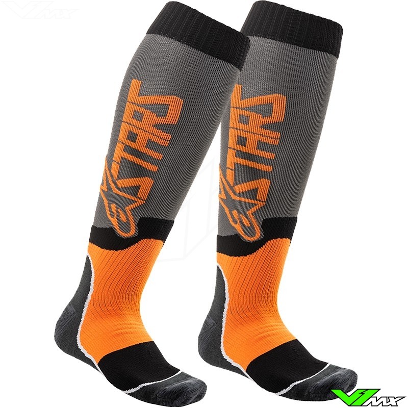 One Size Alpinestars Boys 4741920-9040-YOUTH Mx Plus-2 Socks Cool Grey/Fluo Orange Youth Multicolor 