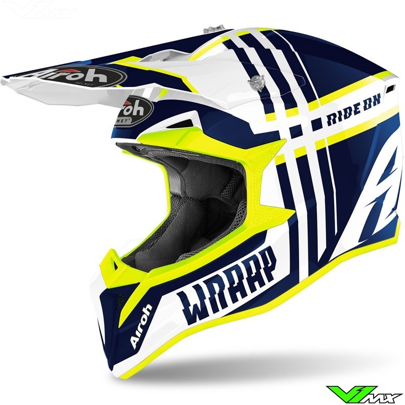 Airoh Wraap Motocross Helmet - Blue / Fluo Yellow (S, 55-56cm)