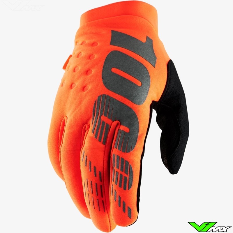 100% Brisker Youth Motocross Gloves - Fluo Orange
