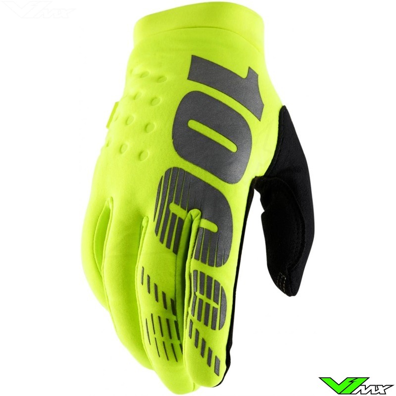 100% Brisker Youth Motocross Gloves - Fluo Yellow