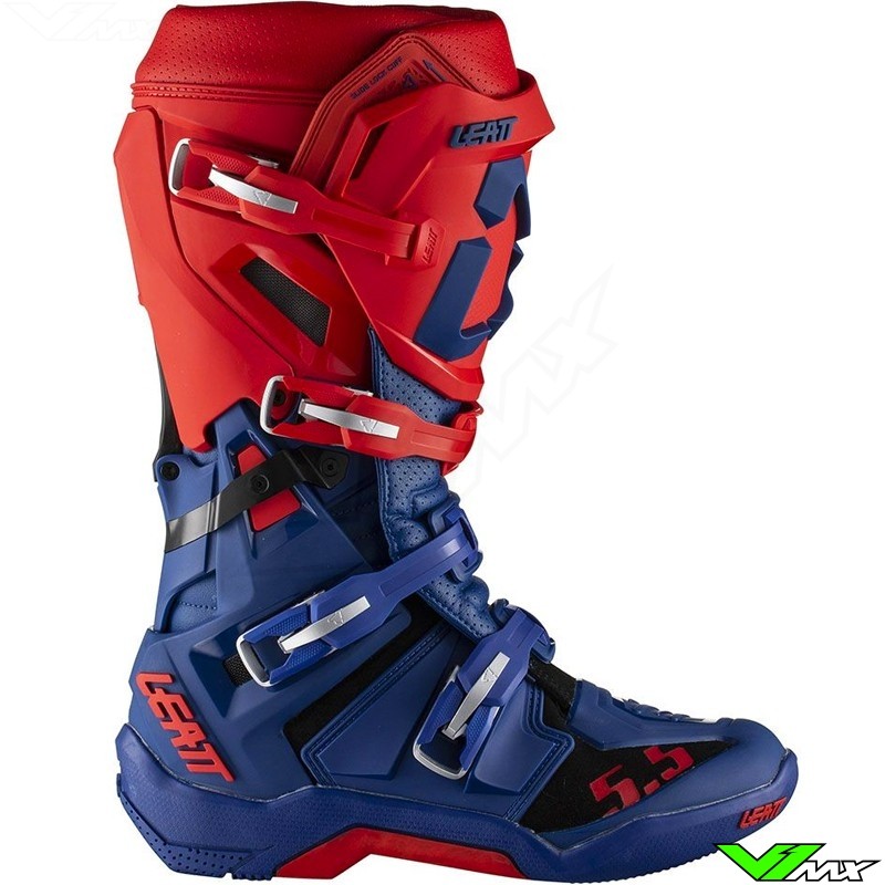 blue and red boots