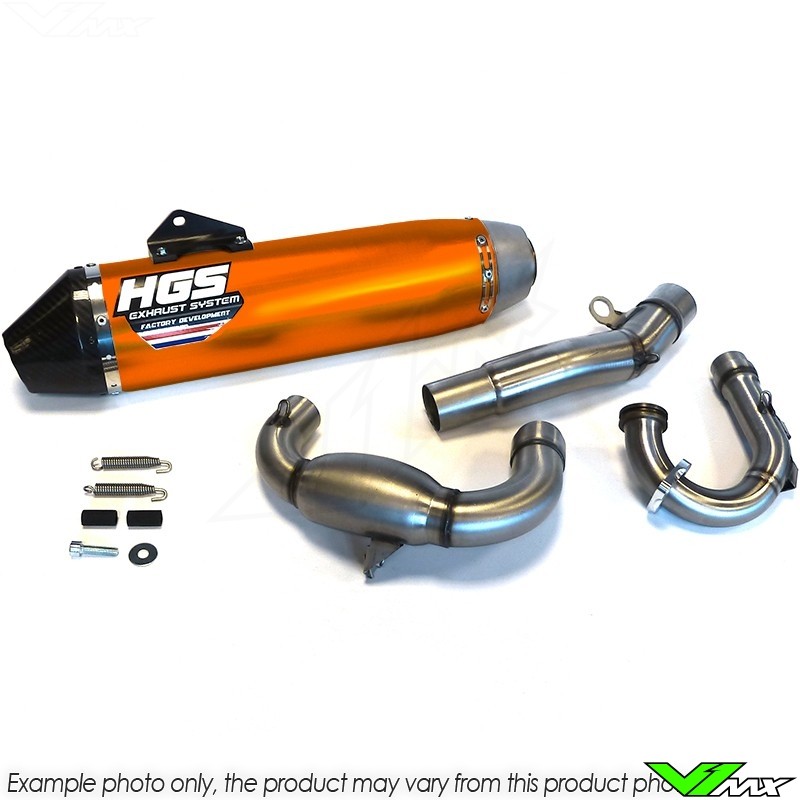 HGS Uitlaat Systeem Aluminium Oranje Carbon - GasGas MC450F Husqvarna FC450 KTM 450SX-F