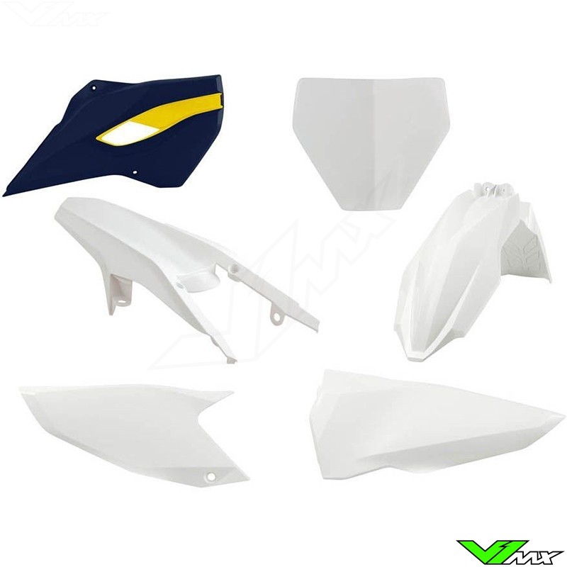 Rtech Plastic Kit White / HSQ Blue - Husqvarna FC250 FC350 FC450 TC125 TC250