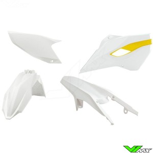 Rtech Plastic Kit White / Yellow - Husqvarna FE250 FE350 FE450 FE501 TE125 TE250 TE300