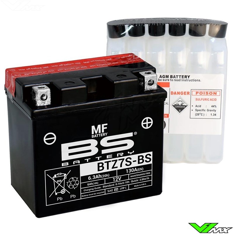 BS Battery BTZ7S-BS Battery 12V 6Ah - Kawasaki Suzuki Honda Yamaha Husqvarna GasGas Husaberg