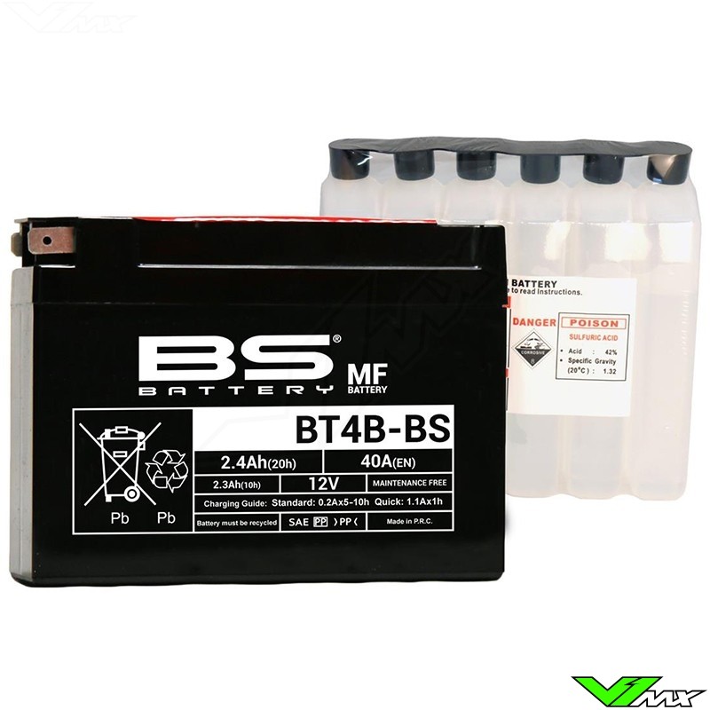 BS Battery BT4B-BS Accu 12V 2,4Ah - Suzuki DRZ70 Yamaha TT-R90