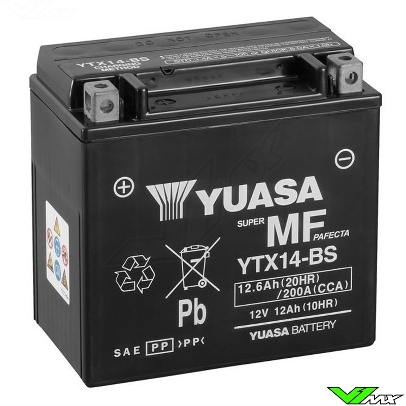 YUASA YTX14-BS Accu 12V 12,6Ah - Suzuki DR650RSE Husqvarna TE410 TE610