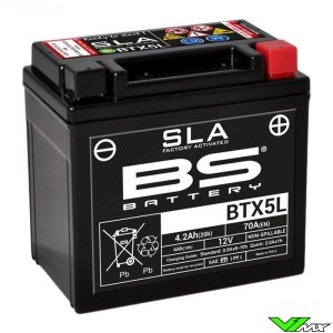 BS Battery BTX5L SLA Battery 12V 4,2Ah - KTM Honda Yamaha Husqvarna Husaberg Sherco