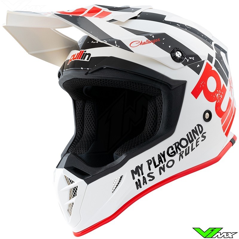 Pull In Trash Motocross Helmet - White / Red (L , 59-60cm)