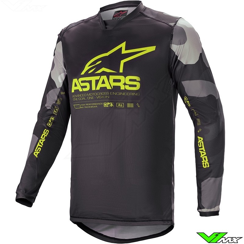 Alpinestars Racer Tactical Motocross Jersey - Camo / Fluo Yellow (L)