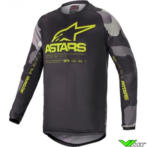 Alpinestars Racer Tactical 2021 Youth Motocross Jersey - Camo / Fluo Yellow (XL)