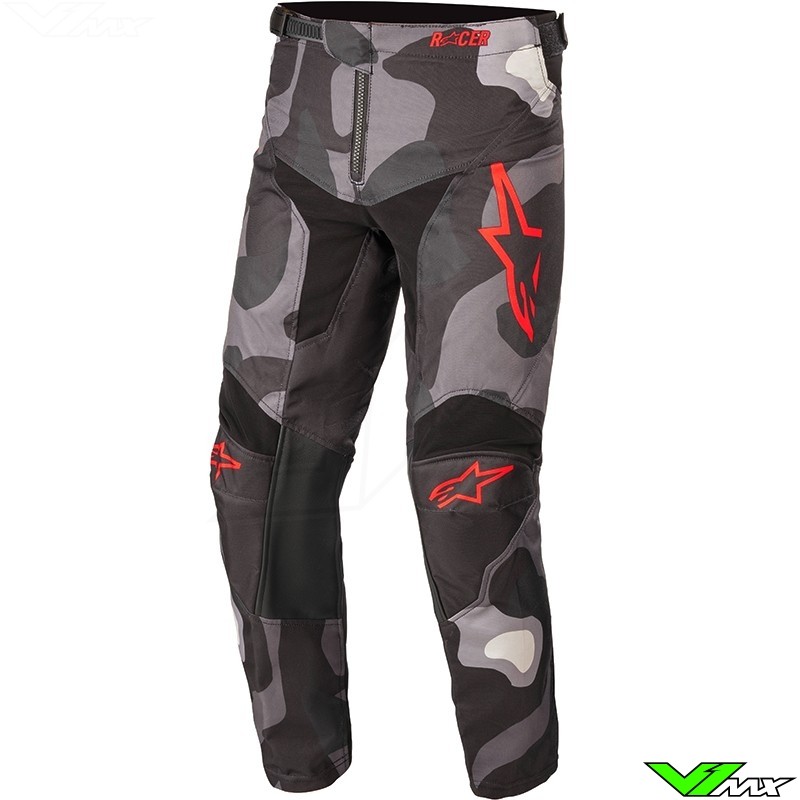 Alpinestars Racer Tactical 2021 Youth Motocross Pants - Grey / Camo / Fluo Red
