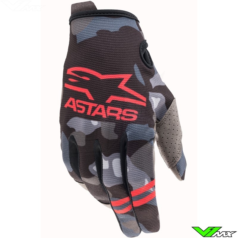 Alpinestars Radar Motocross Gloves - Grey / Camo / Fluo Red (M)