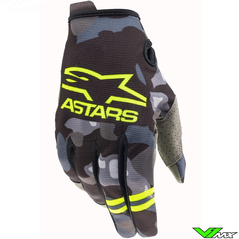 Alpinestars Radar 2021 Motocross Gloves - Grey / Camo / Fluo Yellow