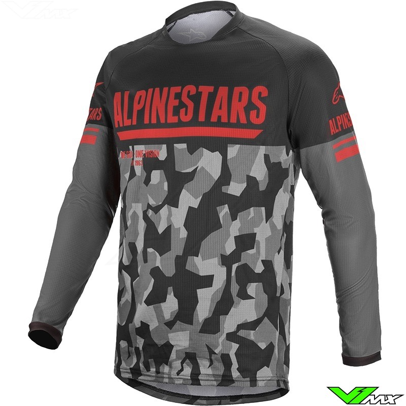 Alpinestars Venture R Enduro Shirt - Grijs / Camo / Fluo Rood