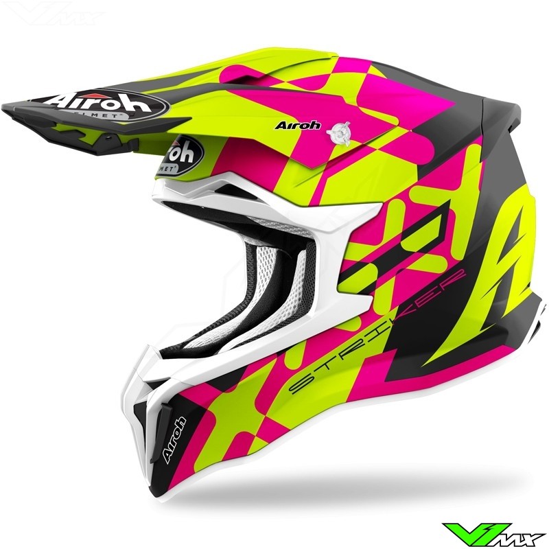 Airoh Striker XXX Motocross Helmet - Pink / Fluo Yellow