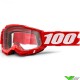 100% Accuri 2 Red Motocross Goggle - Clear Lens