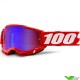 100% Accuri 2 Red Motocross Goggle - Red/Blue Mirror Lens
