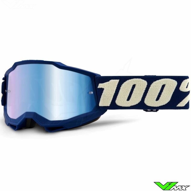 100% Accuri 2 Youth Deep Marine Youth Motocross Goggle - Blue Mirror Lens