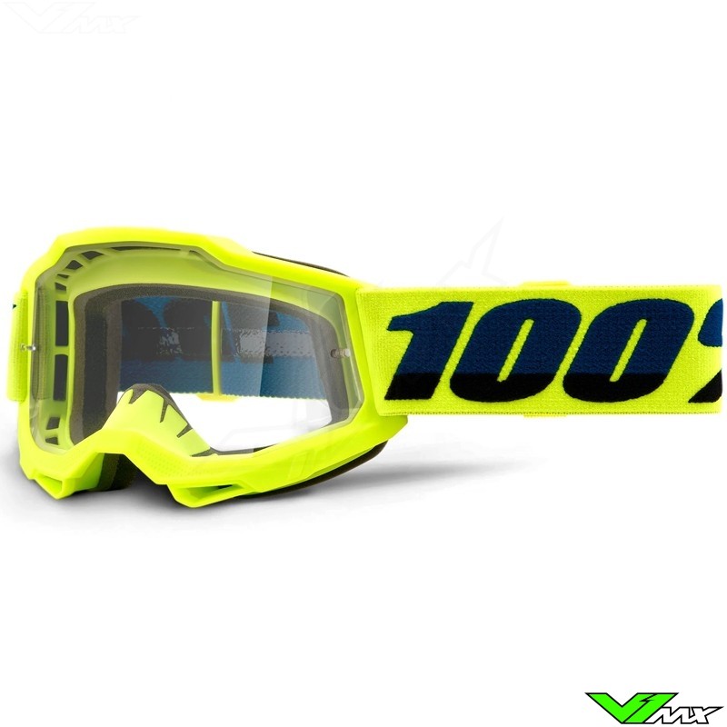 100% Accuri 2 Youth Fluo Yellow Youth Motocross Goggle - Clear Lens