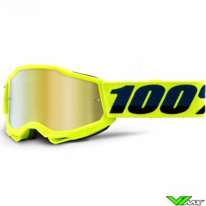 100% Accuri 2 Youth Fluo Yellow Youth Motocross Goggle - Gold Mirror Lens