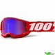 100% Accuri 2 Youth Red Youth Motocross Goggle - Red/Blue Mirror Lens