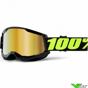 100% Strata 2 Upsol Motocross Goggle - Gold Mirror Lens