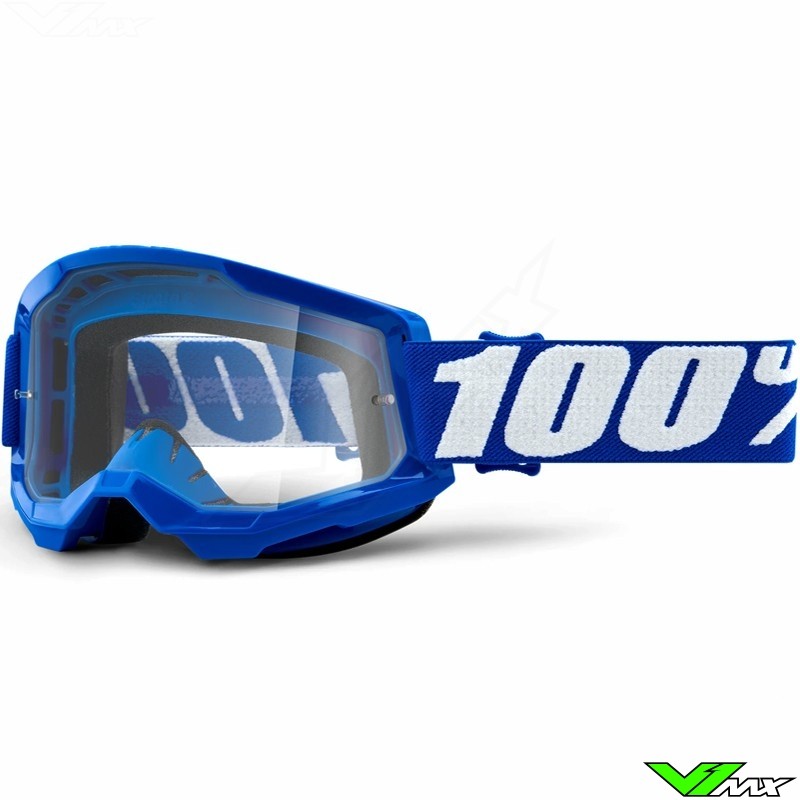 100% Strata 2 Blue Motocross Goggle - Clear Lens