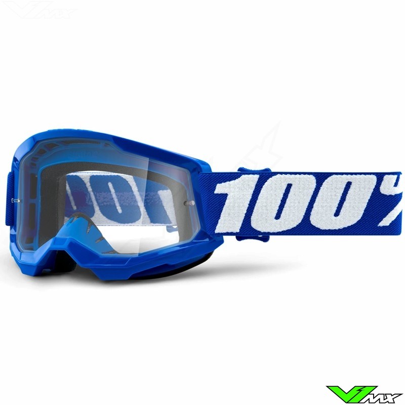 100% Strata 2 Youth Blue Youth Motocross Goggle - Clear Lens
