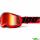 100% Strata 2 Youth Red Youth Motocross Goggle - Red Mirror Lens