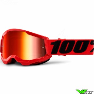 100% Strata 2 Youth Rood Kinder Crossbril - Rode spiegel lens