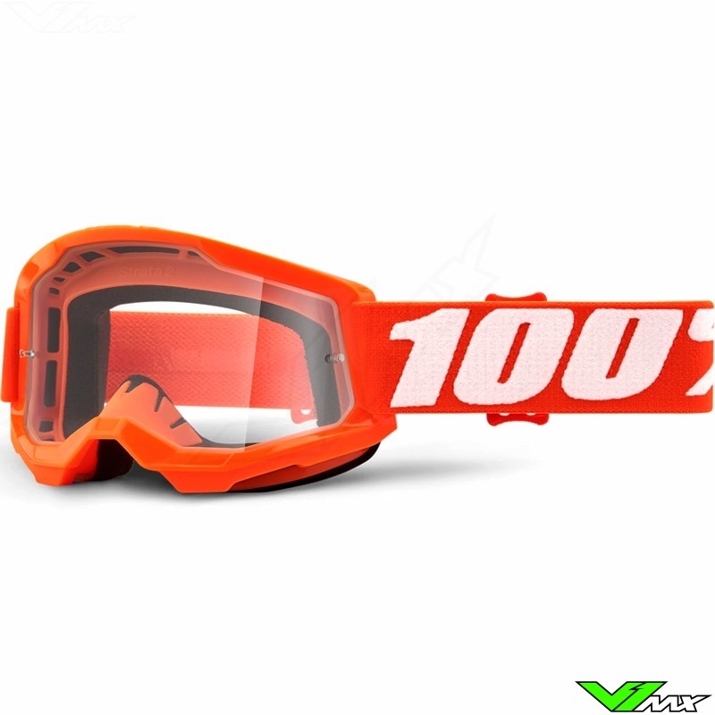 100% Strata 2 Youth Oranje Kinder Crossbril - Clear lens